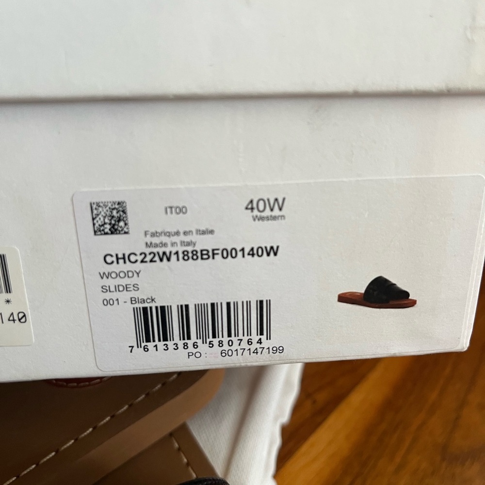 Chloe Woody Logo Leather Strap Slides Sandals size 40, NEW - Picture 8 of 14